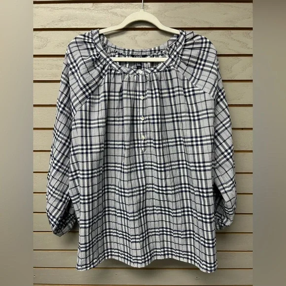 Chaps Navy and White Checkered Shirt - Picture 1 of 6
